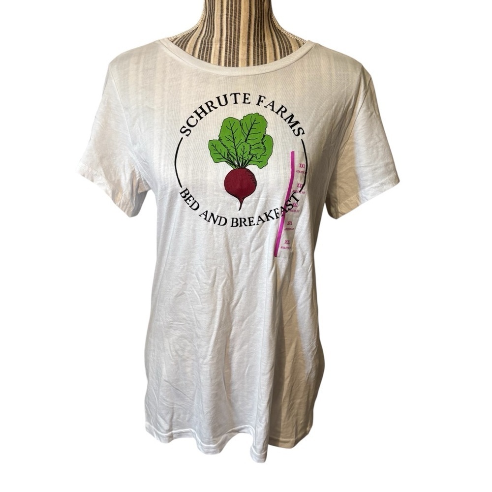 NEW The Office Tee XXL Schrute Farms Ripple Junction White Cotton Athletic Fit